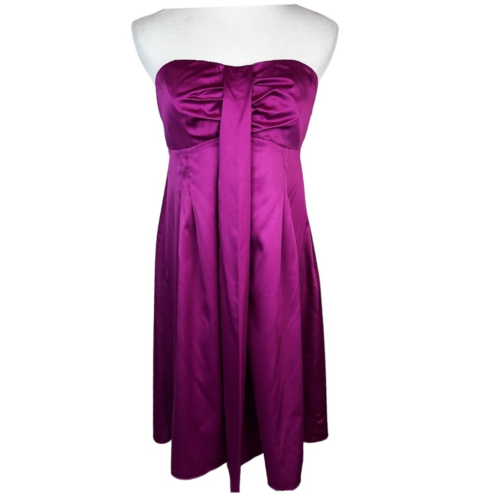 NWT The Limited Strapless Satin Cocktail Dress Size 8 Fuchsia Pink Empire Waist